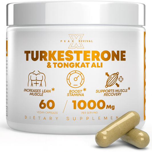 Turkesterone & Tongkat Ali testosterone support capsules – boosts muscle growth, stamina, and recovery – 1000mg, 60 vegan capsules