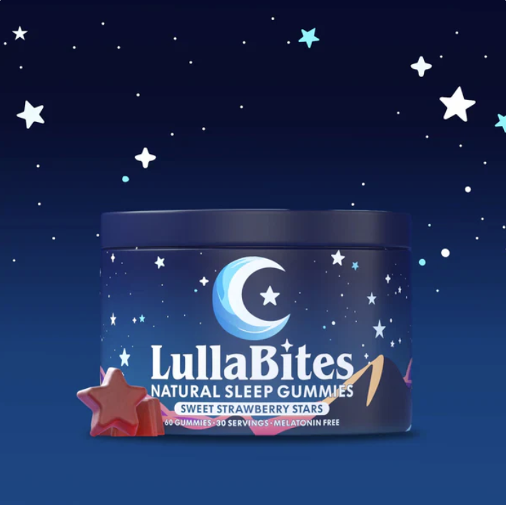 LullaBites Natural Sleep Gummies Sweet Strawberry Stars 60 count jar
