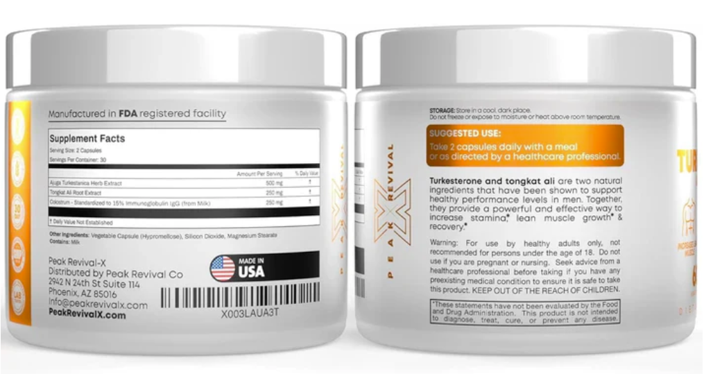 Turkesterone and Tongkat Ali testosterone support capsules – premium vegan supplement bottle with 60 capsules, muscle growth support