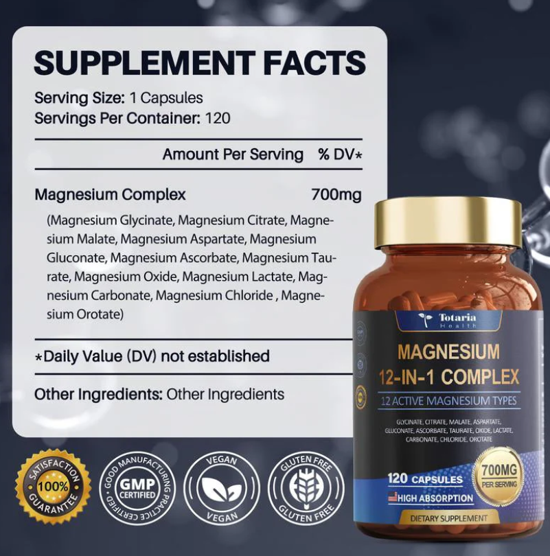 Magnesium 12-in-1 Complex Capsules for General Daily Use – 120 Capsules
